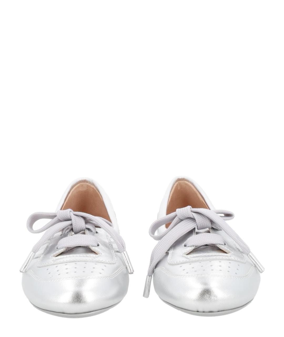 GIANVITO ROSSI Серебряные кожаные балетки, фото 3