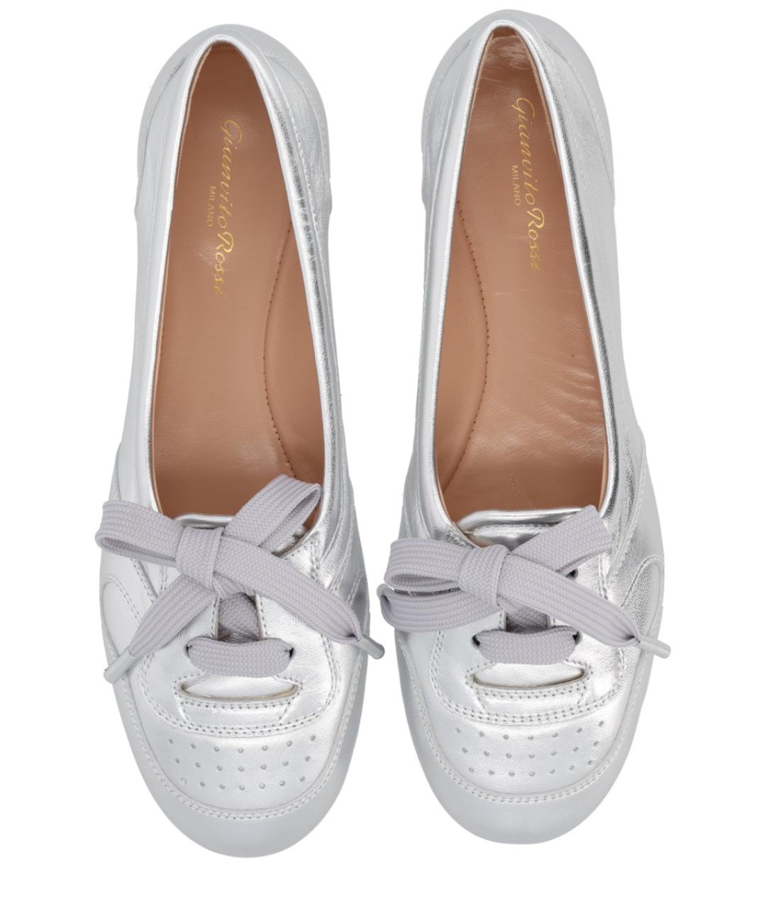 GIANVITO ROSSI Серебряные кожаные балетки, фото 5