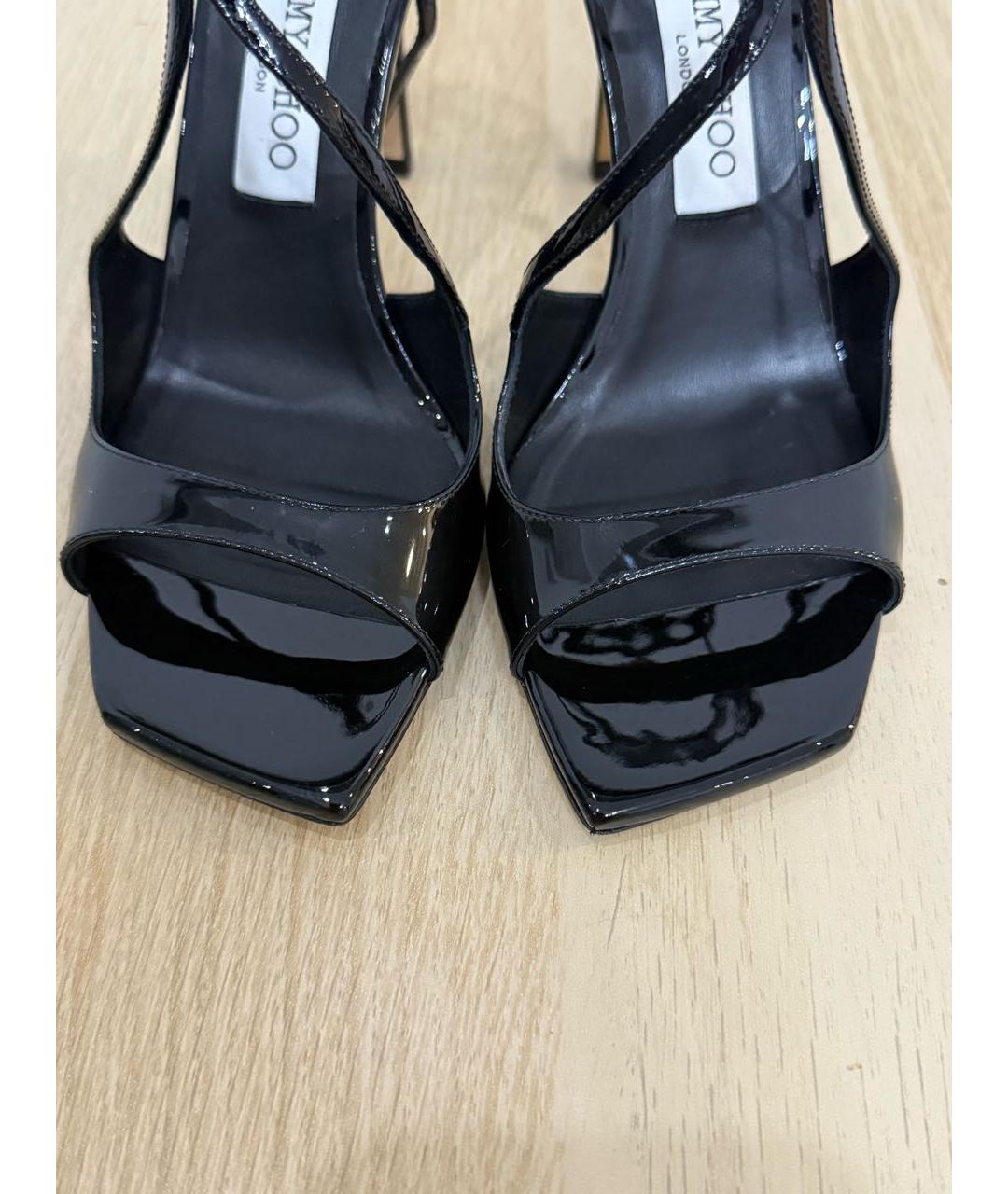 JIMMY CHOO Черные босоножки из лакированной кожи, фото 7