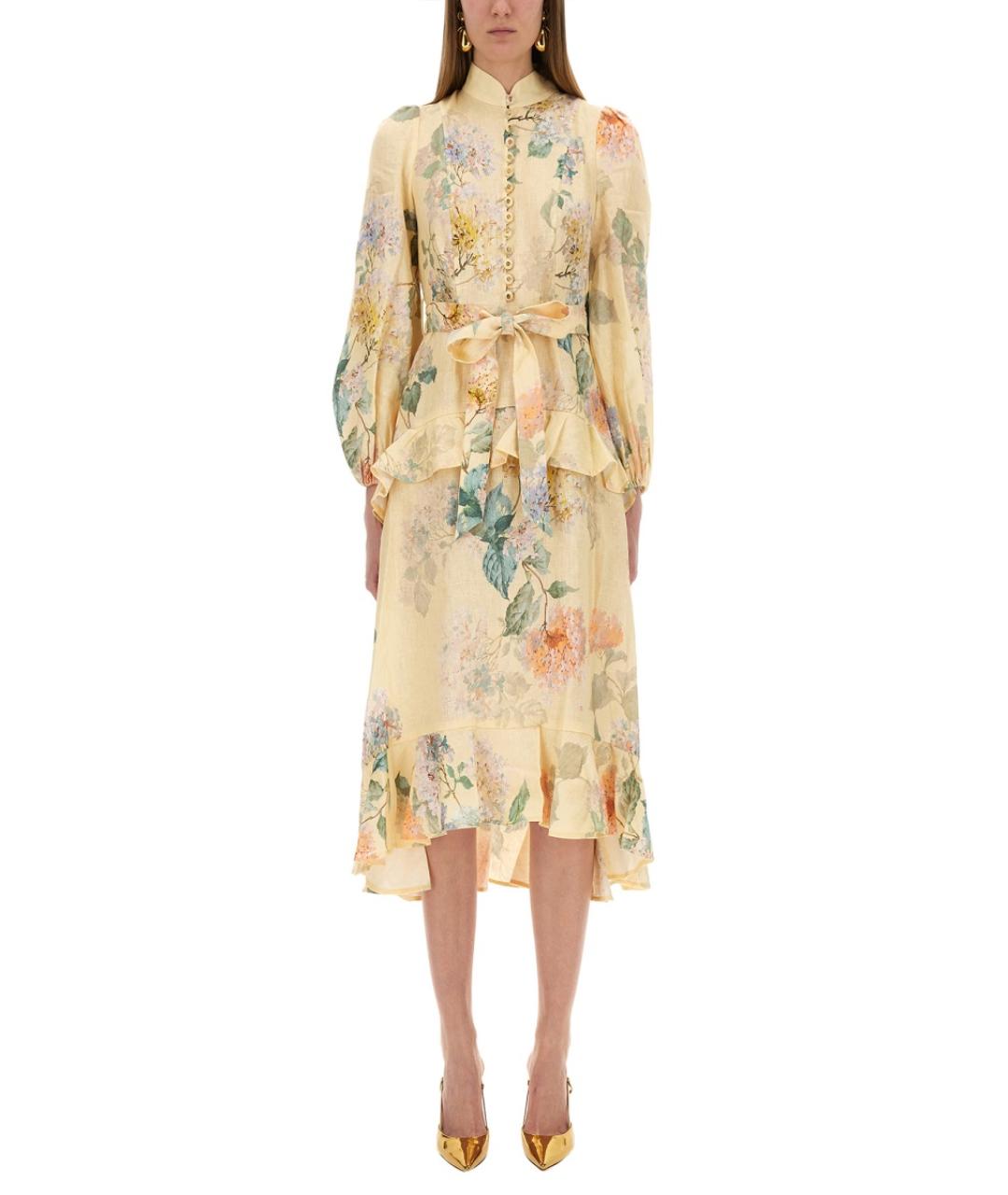 ZIMMERMANN Желтое льняное повседневное платье, фото 2