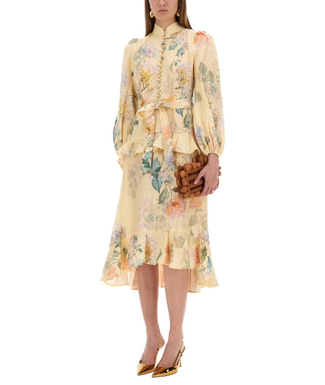 ZIMMERMANN Желтое льняное повседневное платье, фото 3