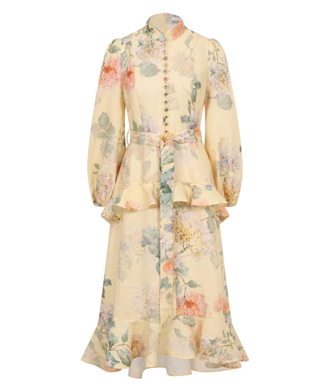 ZIMMERMANN Желтое льняное повседневное платье, фото 1