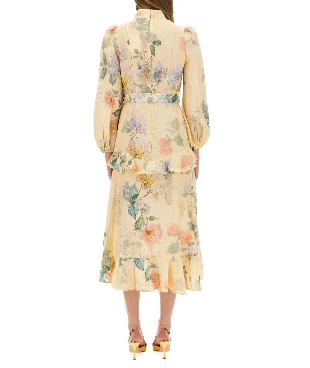 ZIMMERMANN Желтое льняное повседневное платье, фото 4