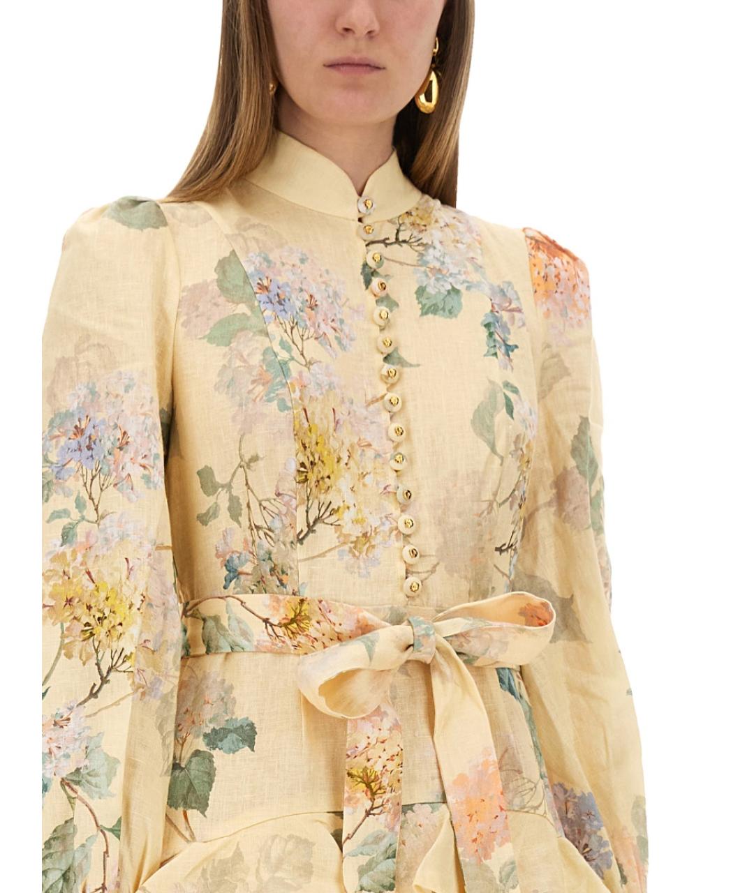 ZIMMERMANN Желтое льняное повседневное платье, фото 5
