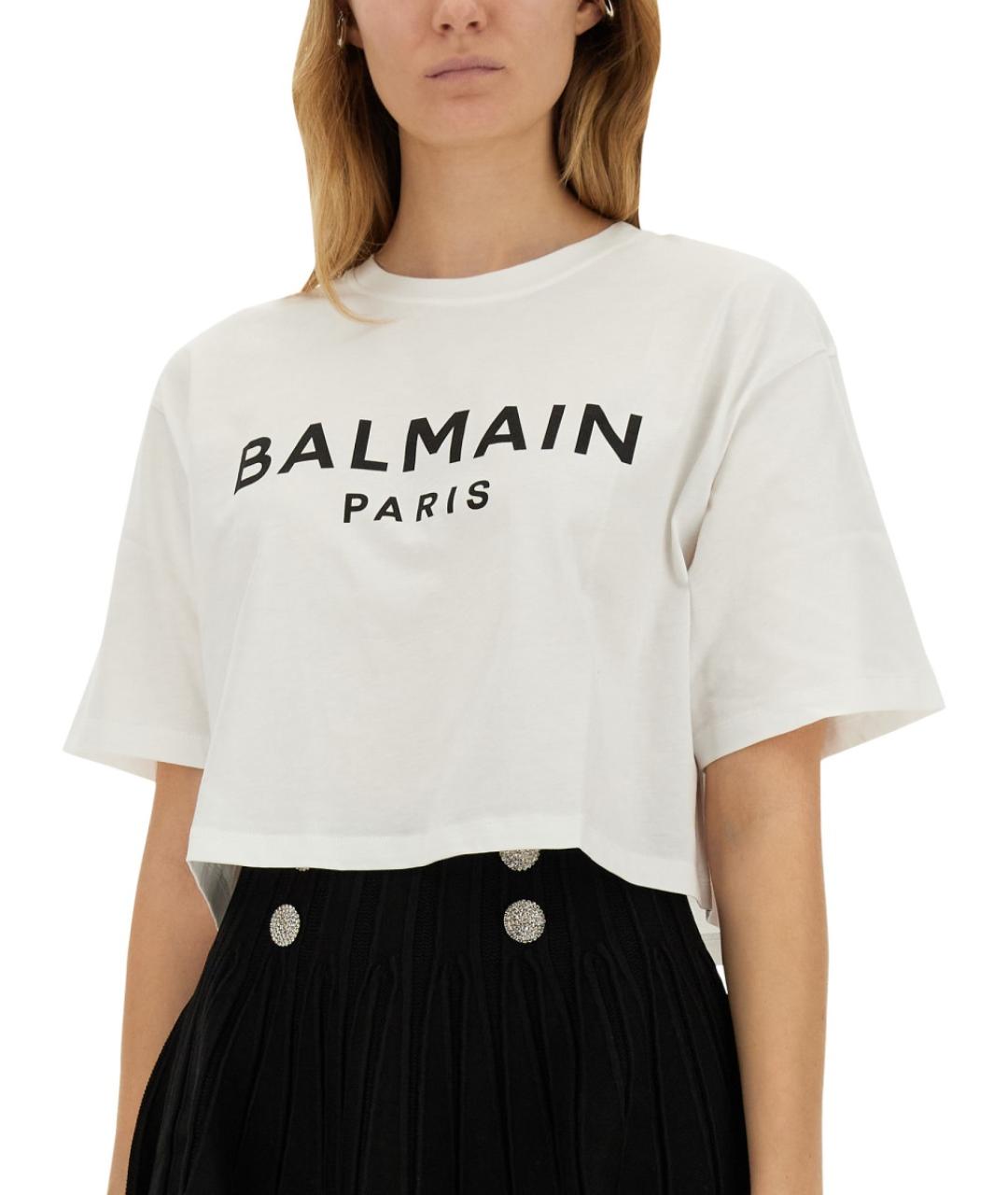 BALMAIN Белая хлопковая футболка, фото 2