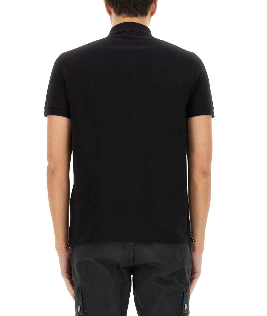 STONE ISLAND Черное хлопковое поло с коротким рукавом, фото 3