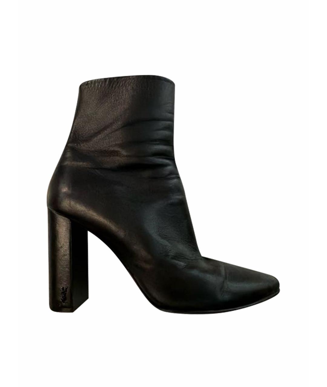 SAINT LAURENT Черные кожаные ботильоны, фото 1