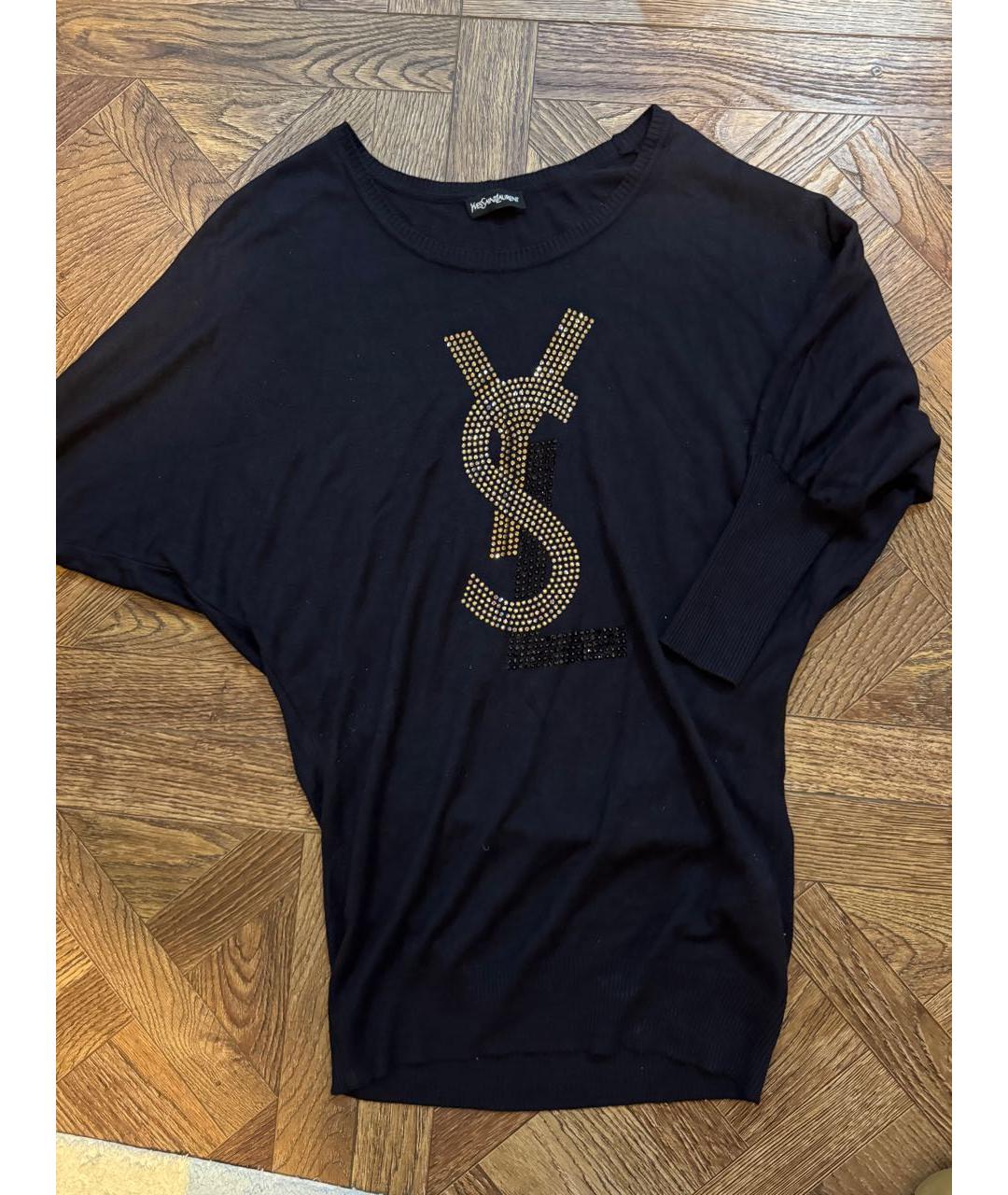 SAINT LAURENT Темно-синий хлопко-эластановый джемпер / свитер, фото 5