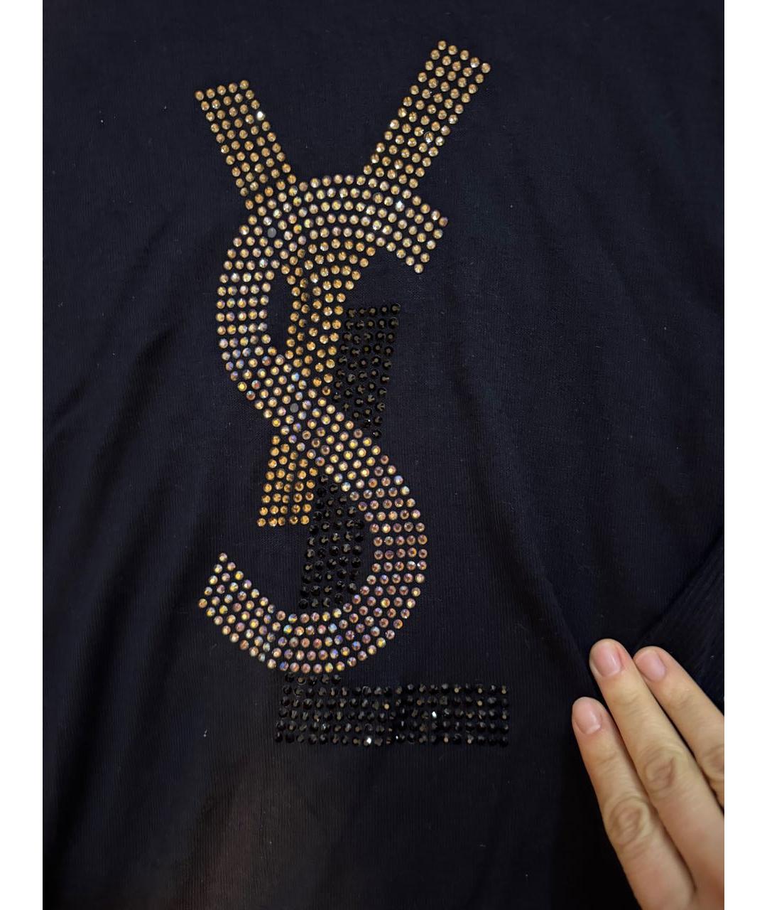 SAINT LAURENT Темно-синий хлопко-эластановый джемпер / свитер, фото 2