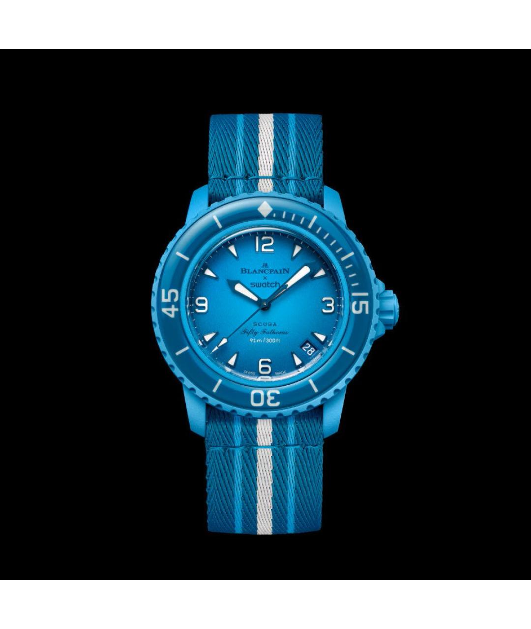 Swatch Голубые керамические часы, фото 7