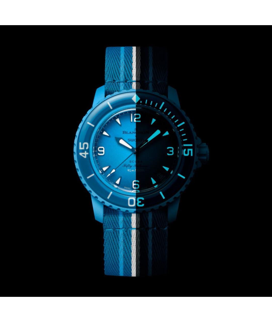 Swatch Голубые керамические часы, фото 3