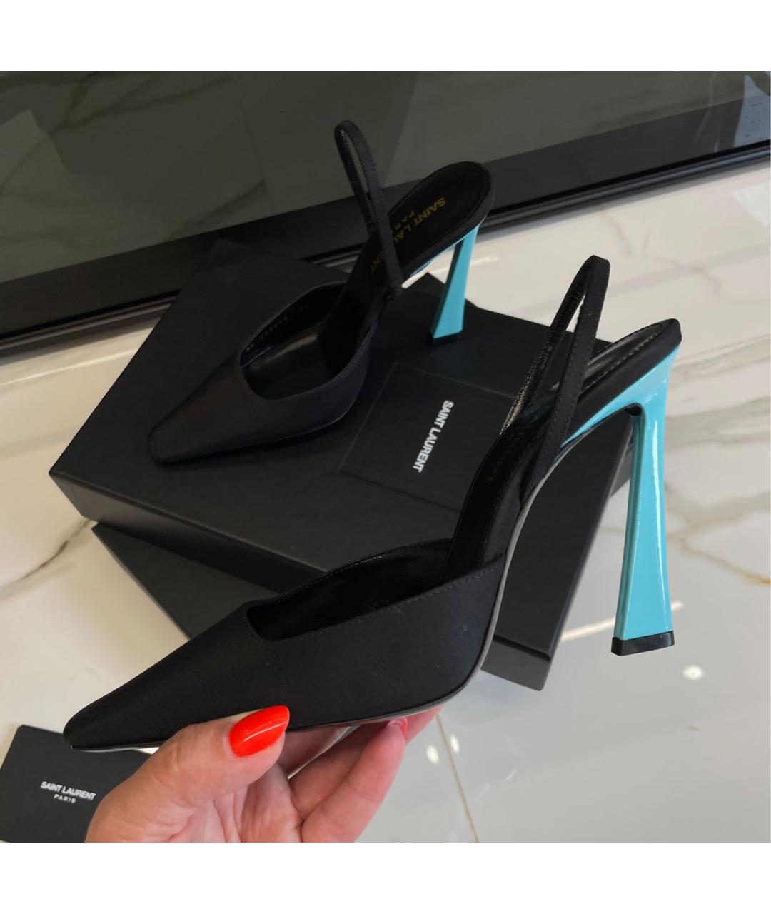 SAINT LAURENT Черные текстильные туфли, фото 3