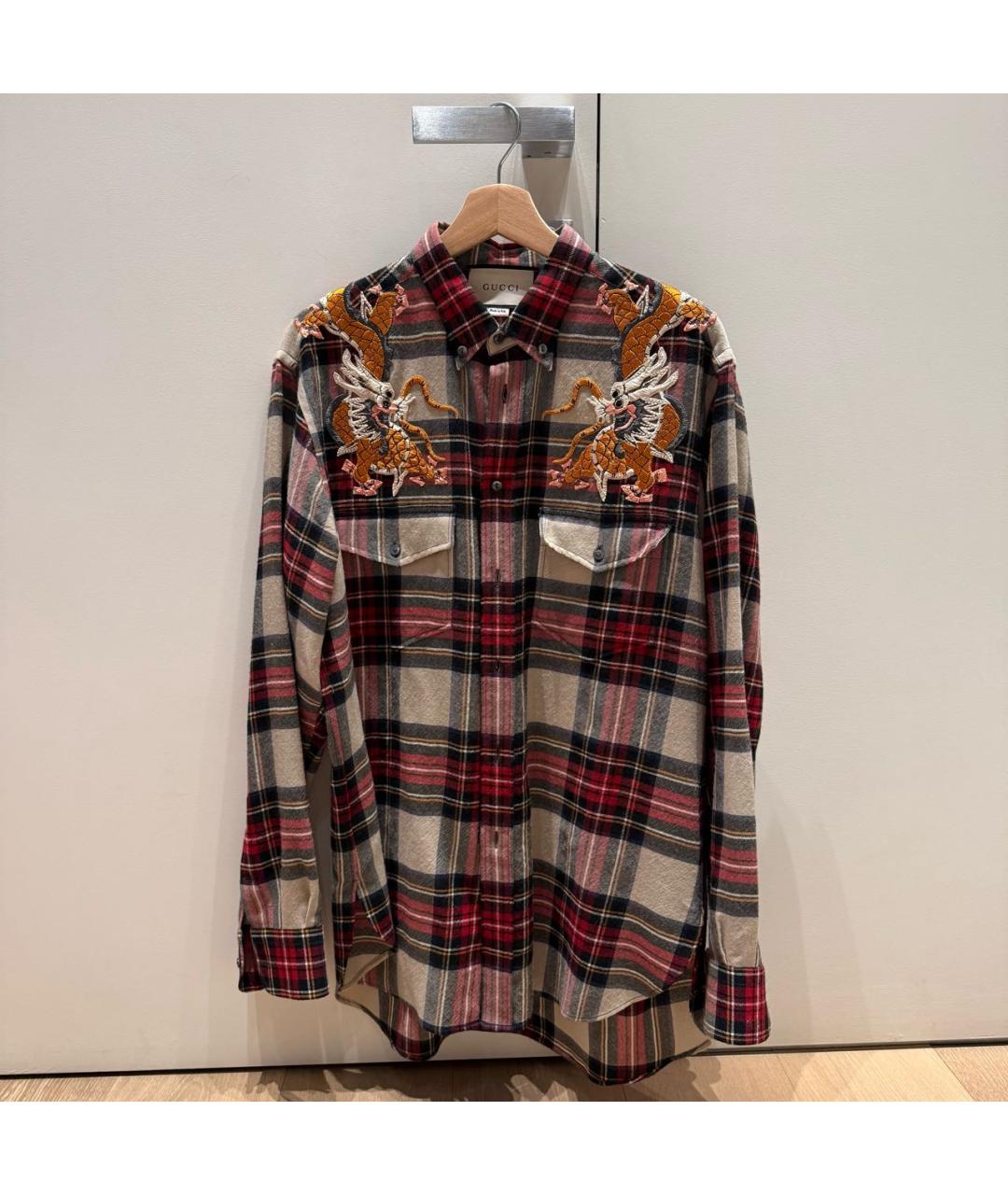 GUCCI Мульти хлопко-шерстяная кэжуал рубашка, фото 7