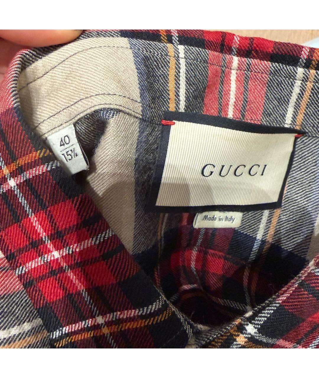 GUCCI Мульти хлопко-шерстяная кэжуал рубашка, фото 3