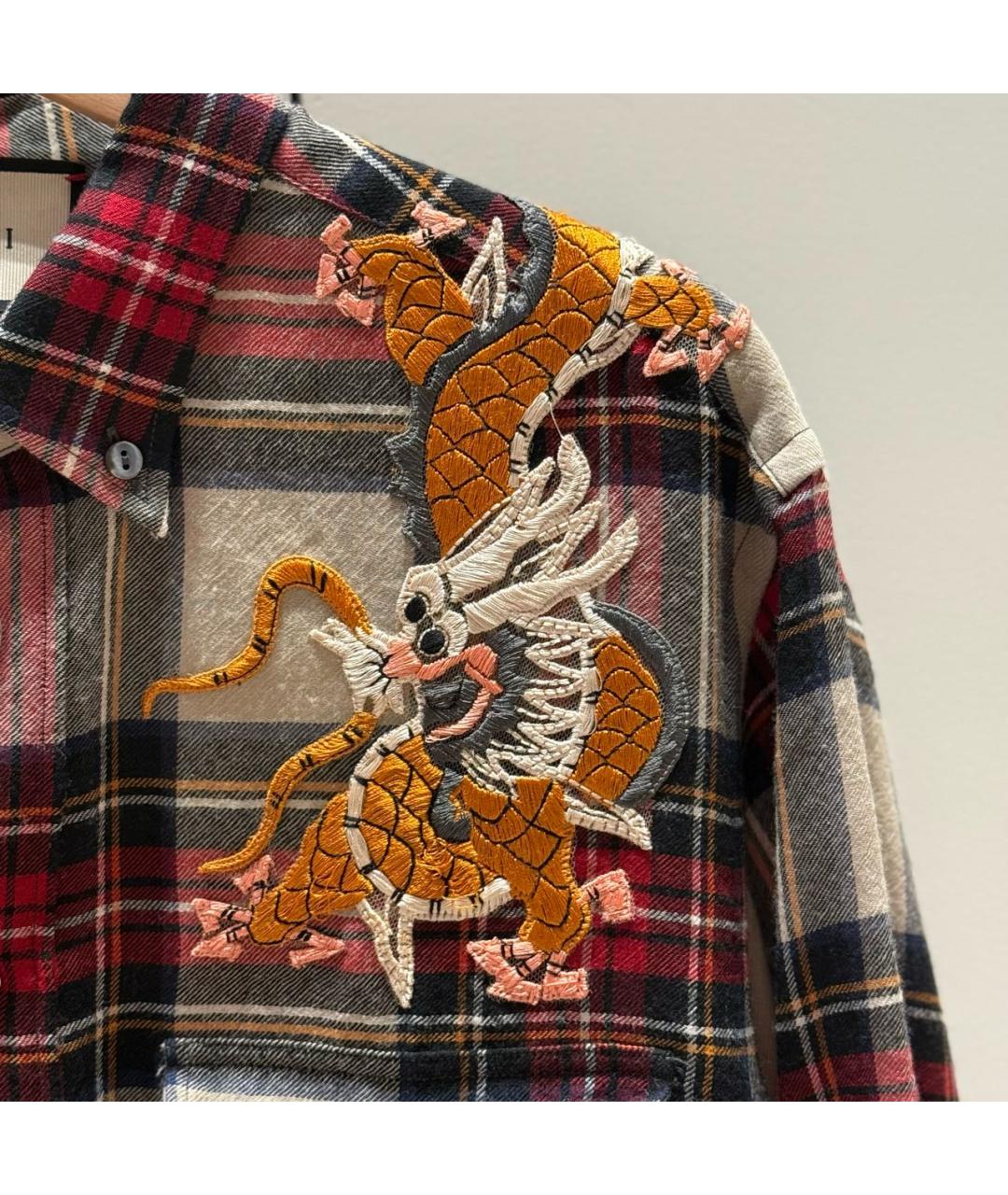 GUCCI Мульти хлопко-шерстяная кэжуал рубашка, фото 6