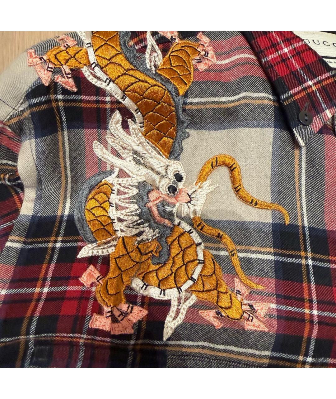 GUCCI Мульти хлопко-шерстяная кэжуал рубашка, фото 4