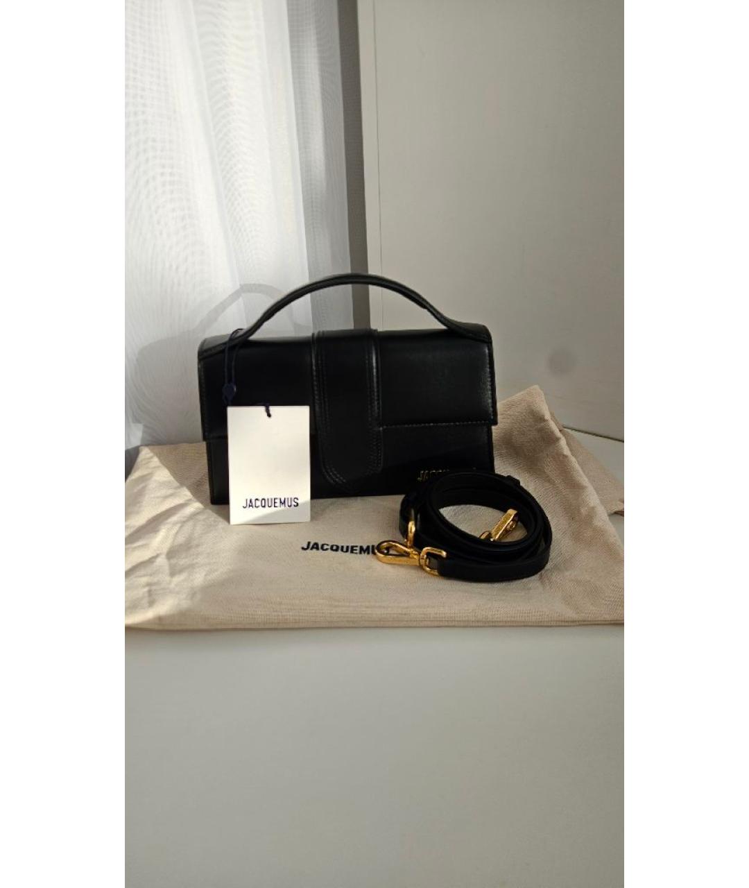 JACQUEMUS Черная кожаная сумка с короткими ручками, фото 5