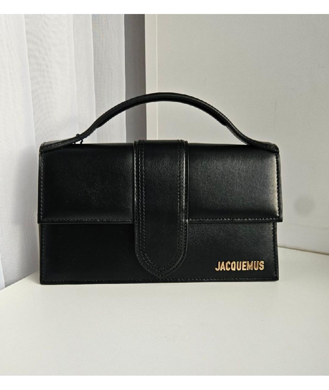 JACQUEMUS Черная кожаная сумка с короткими ручками, фото 2