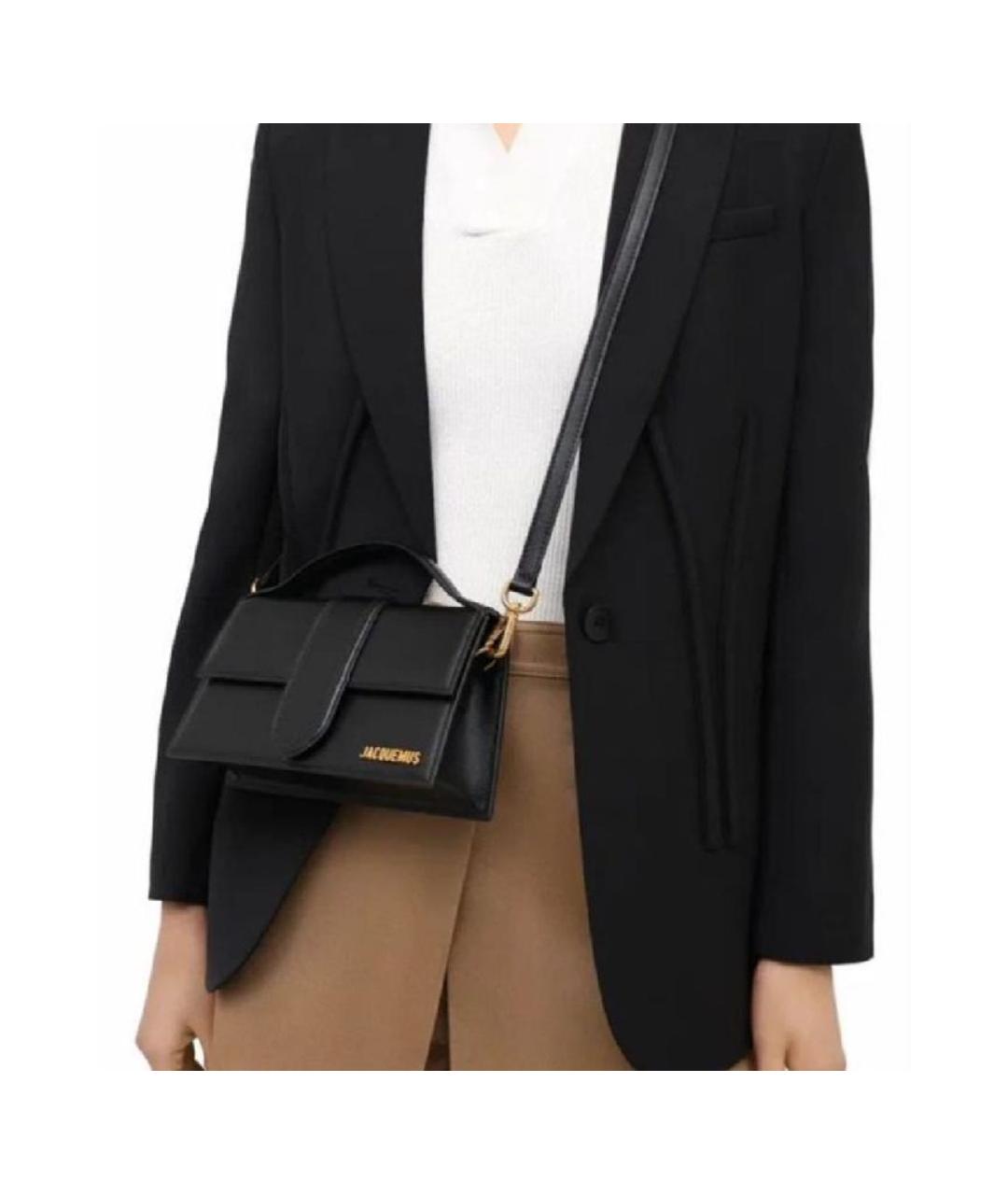 JACQUEMUS Черная кожаная сумка с короткими ручками, фото 8