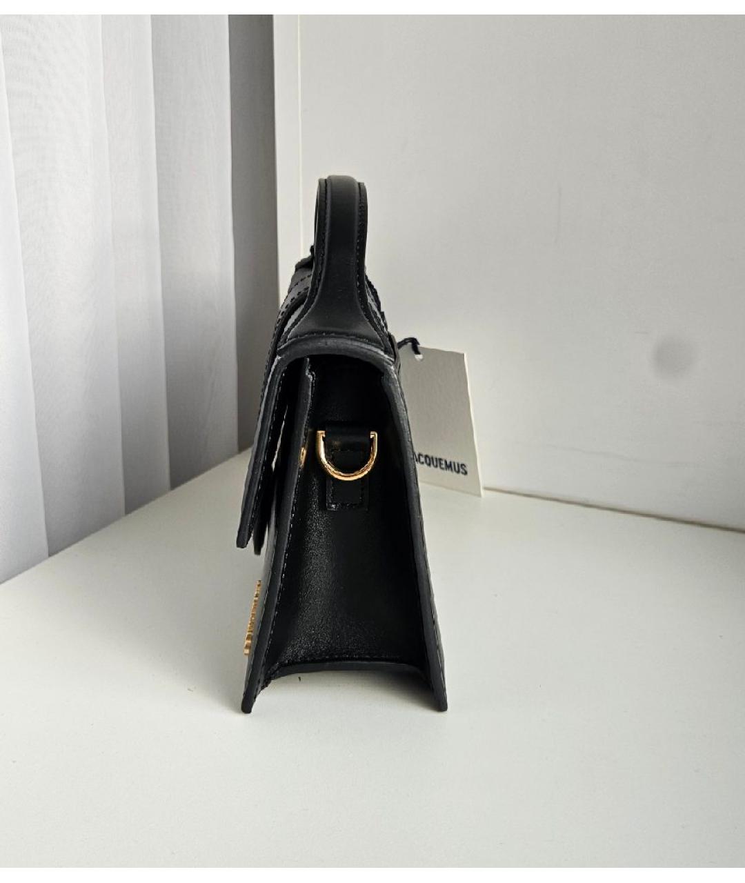 JACQUEMUS Черная кожаная сумка с короткими ручками, фото 4