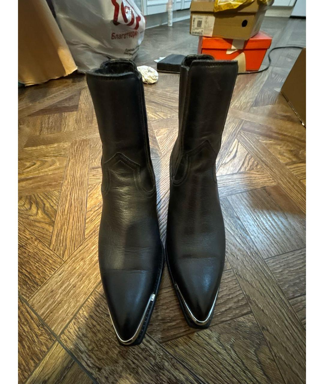 CELINE Черные кожаные полусапоги, фото 2