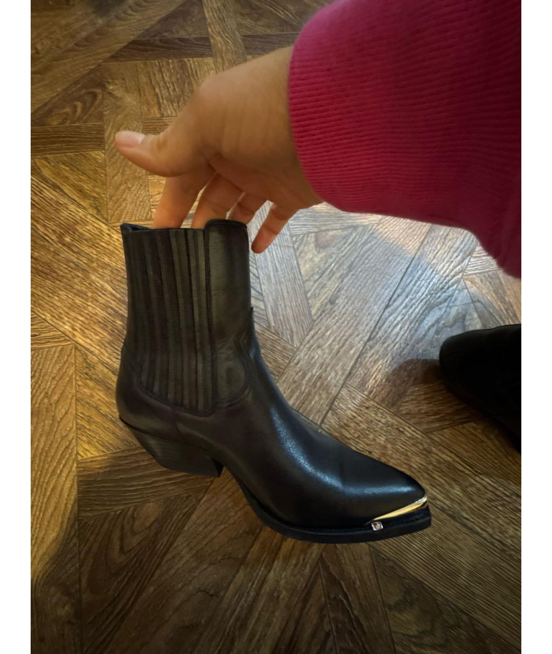 CELINE Черные кожаные полусапоги, фото 4