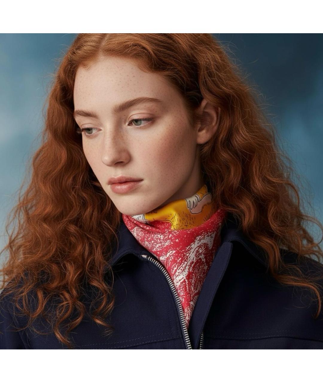 HERMES Фуксия шелковый платок, фото 2