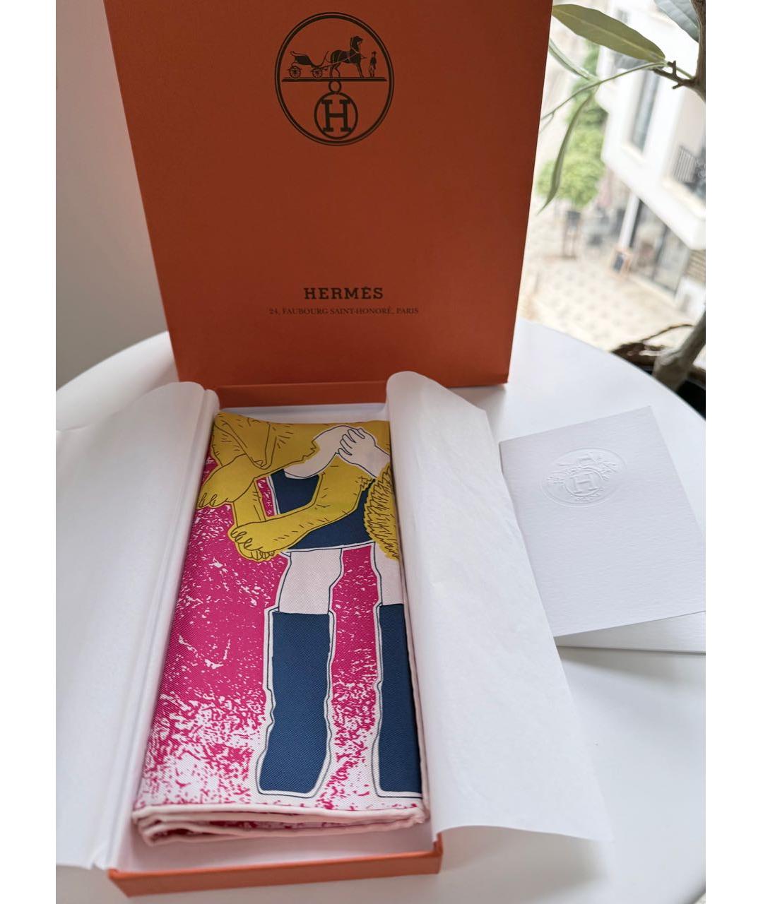 HERMES Фуксия шелковый платок, фото 6