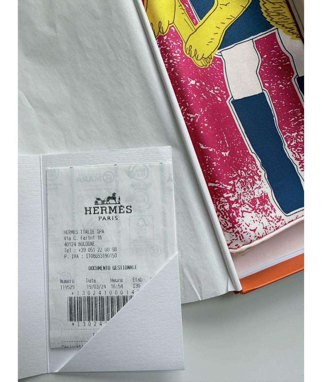 HERMES Фуксия шелковый платок, фото 5
