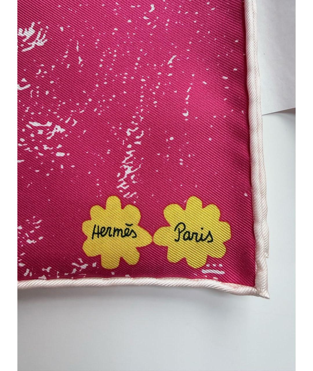 HERMES Фуксия шелковый платок, фото 7