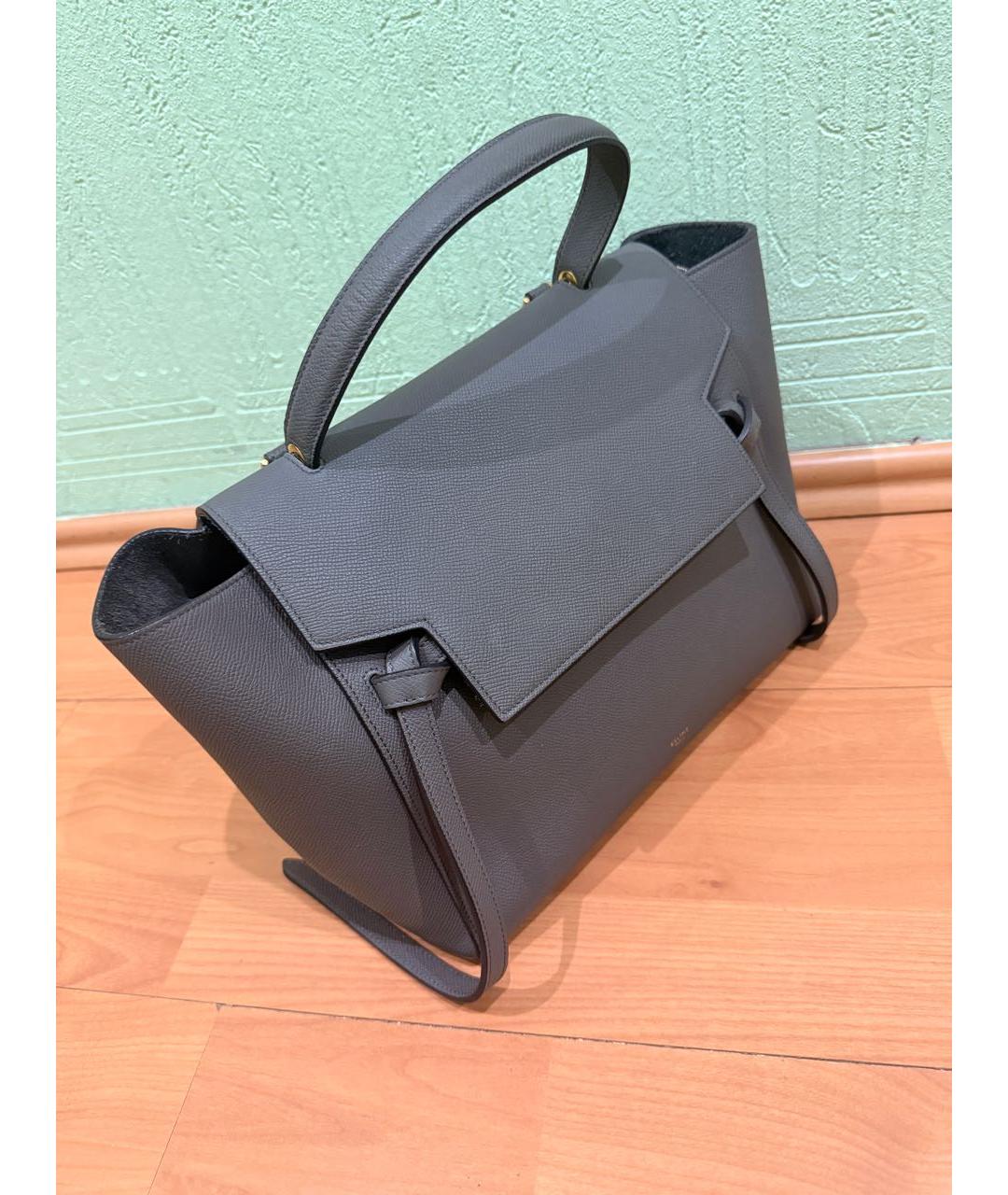 CELINE Антрацитовая кожаная сумка тоут, фото 2