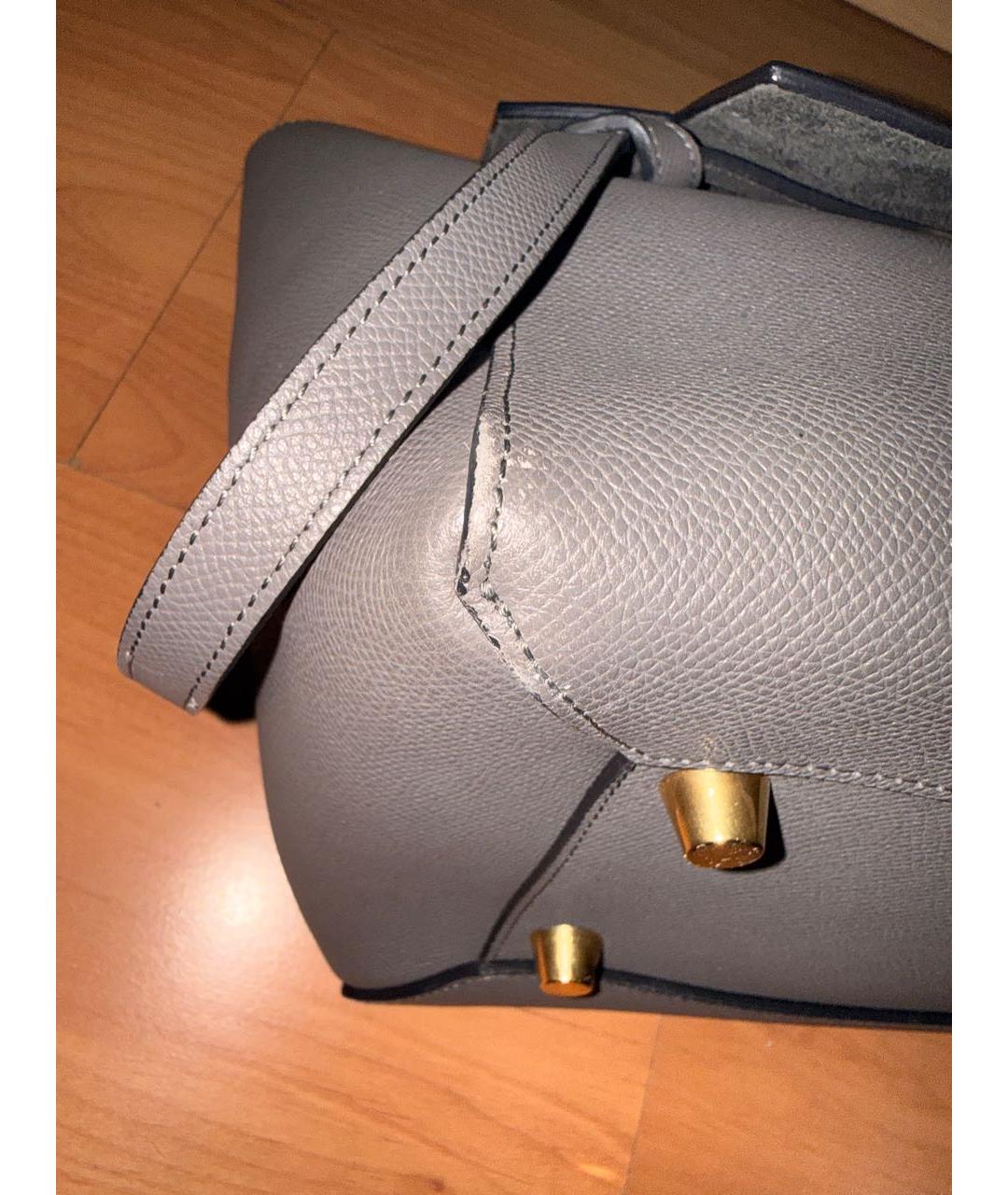 CELINE Антрацитовая кожаная сумка тоут, фото 7