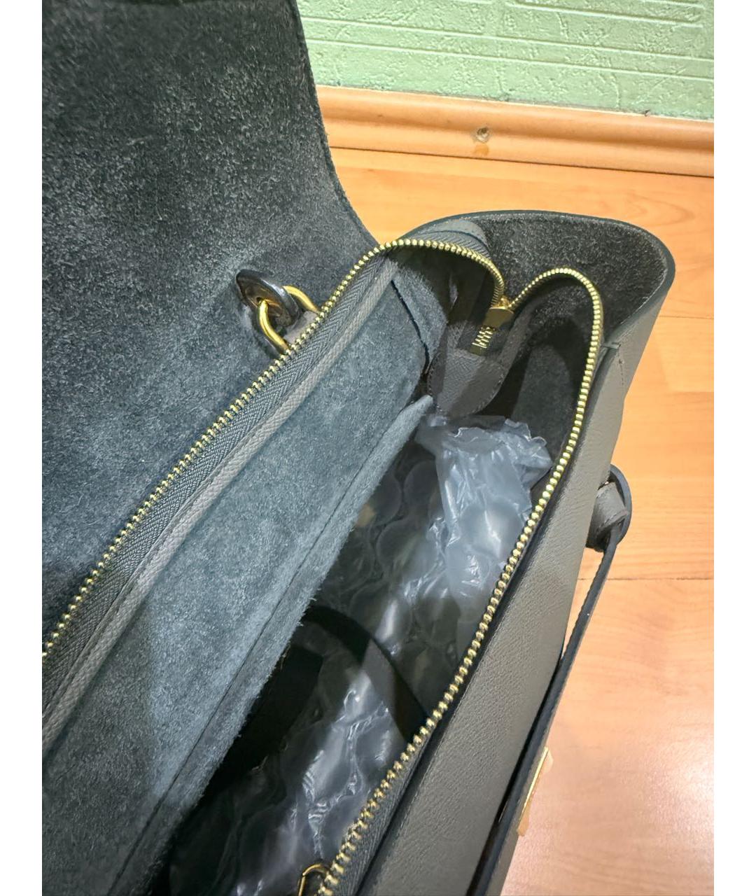 CELINE Антрацитовая кожаная сумка тоут, фото 4