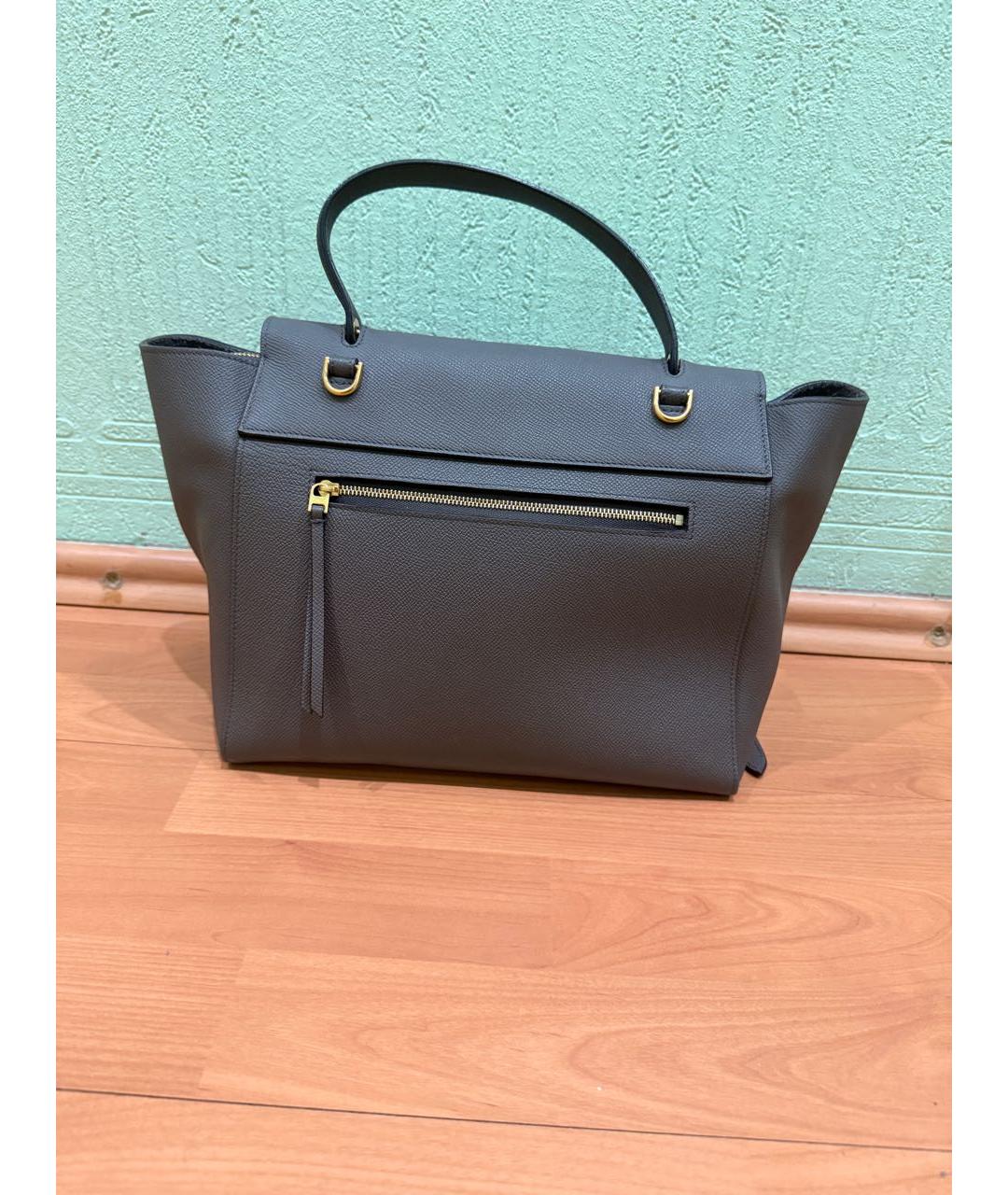 CELINE Антрацитовая кожаная сумка тоут, фото 3