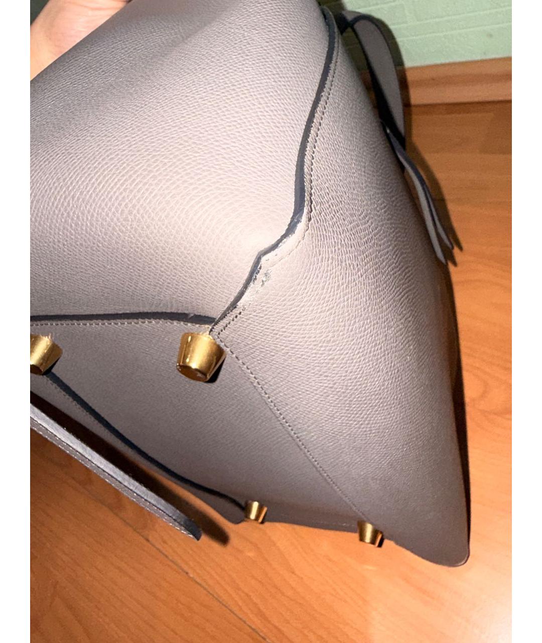 CELINE Антрацитовая кожаная сумка тоут, фото 6
