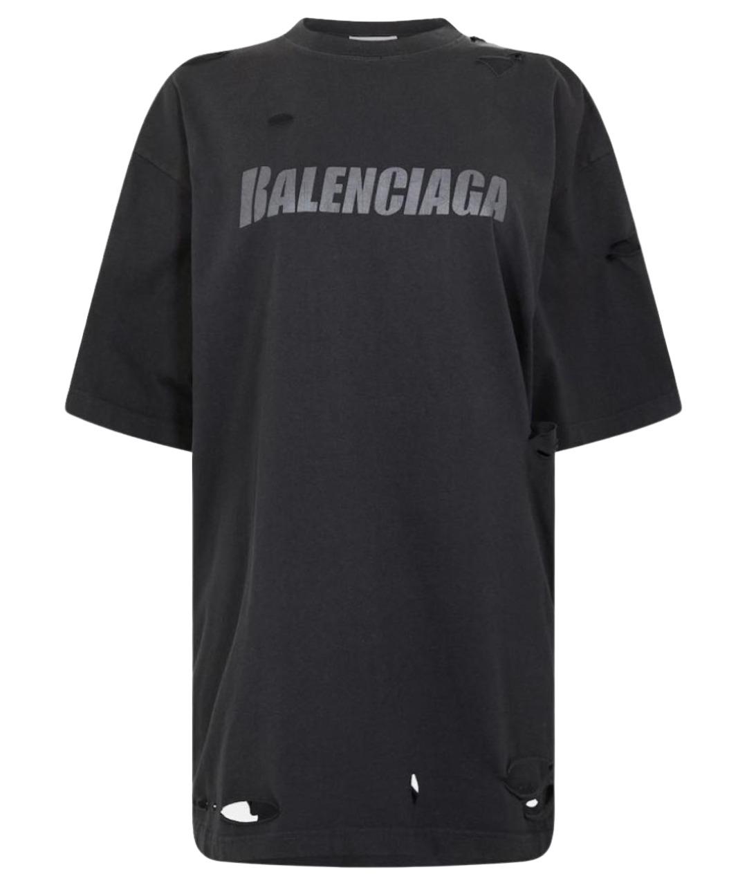 BALENCIAGA Черная хлопковая футболка, фото 1