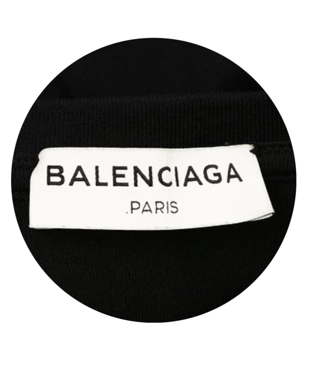 BALENCIAGA Черная хлопковая футболка, фото 3
