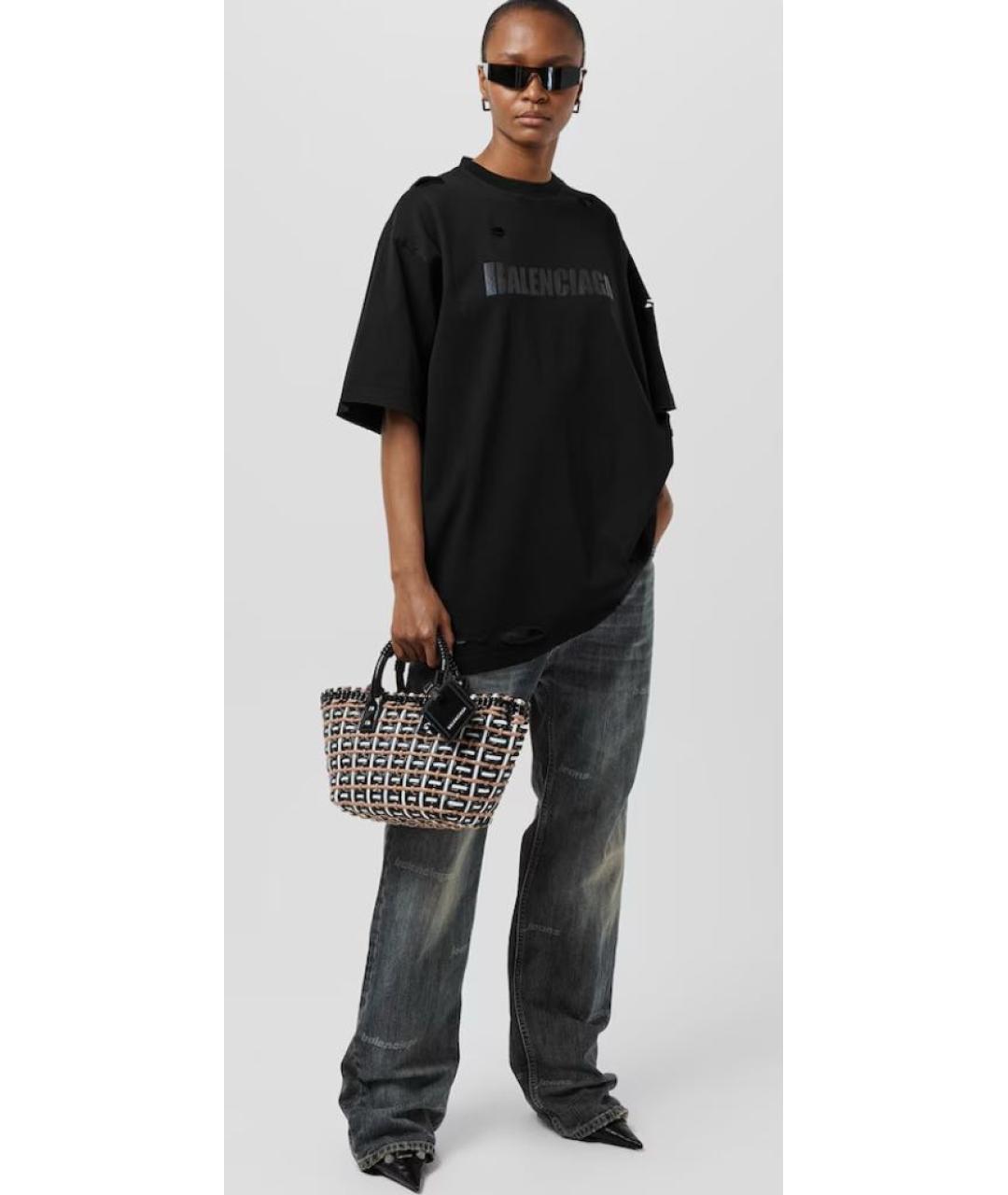 BALENCIAGA Черная хлопковая футболка, фото 6