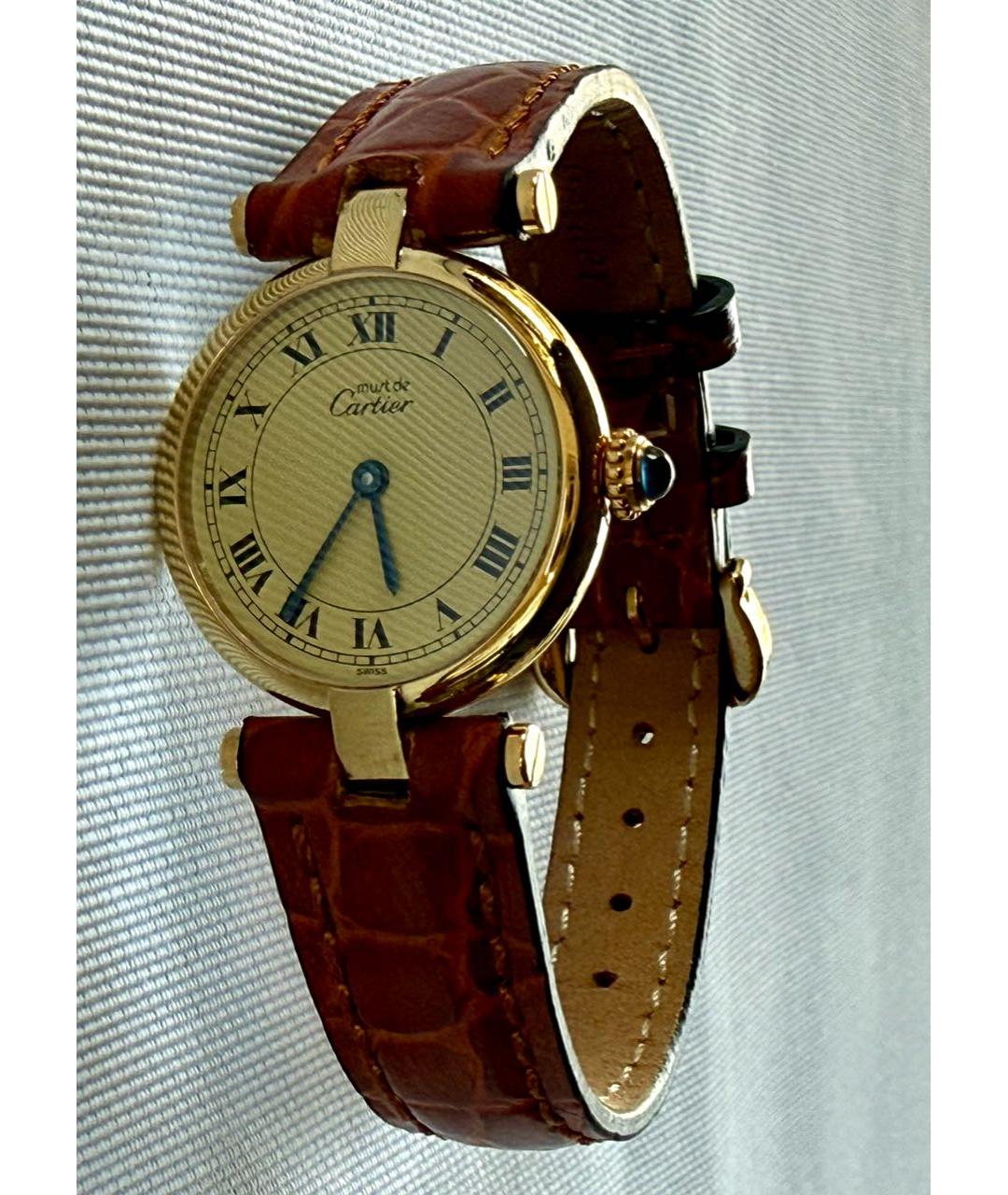 CARTIER Коричневые позолоченные часы, фото 9