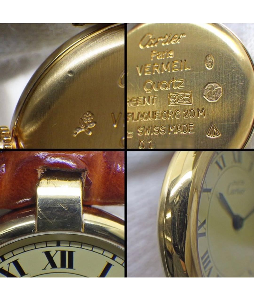 CARTIER Коричневые позолоченные часы, фото 8
