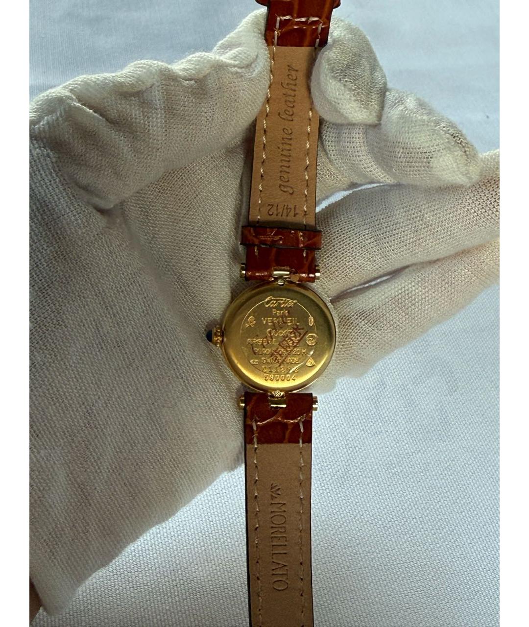 CARTIER Коричневые позолоченные часы, фото 8