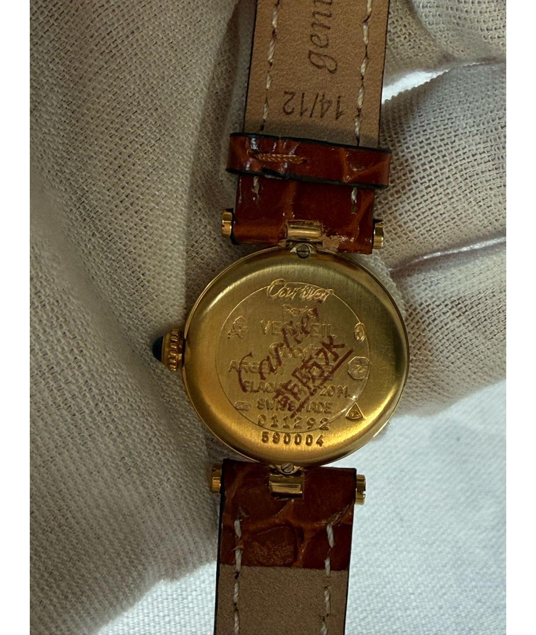 CARTIER Коричневые позолоченные часы, фото 2