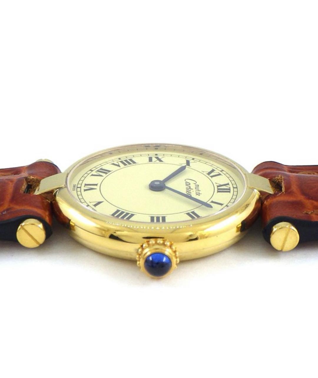 CARTIER Коричневые позолоченные часы, фото 4