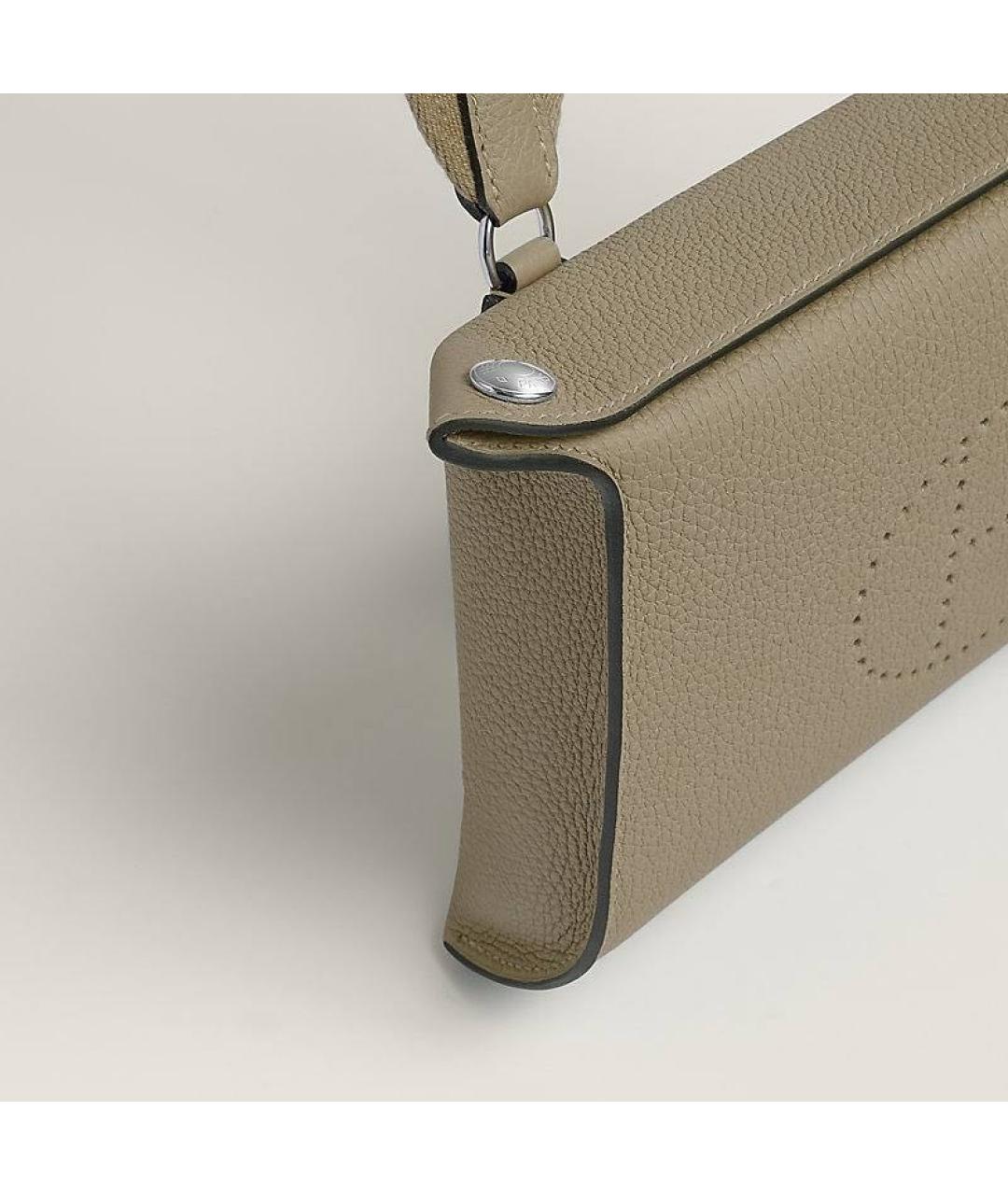 HERMES Бежевая кожаная сумка на плечо, фото 3