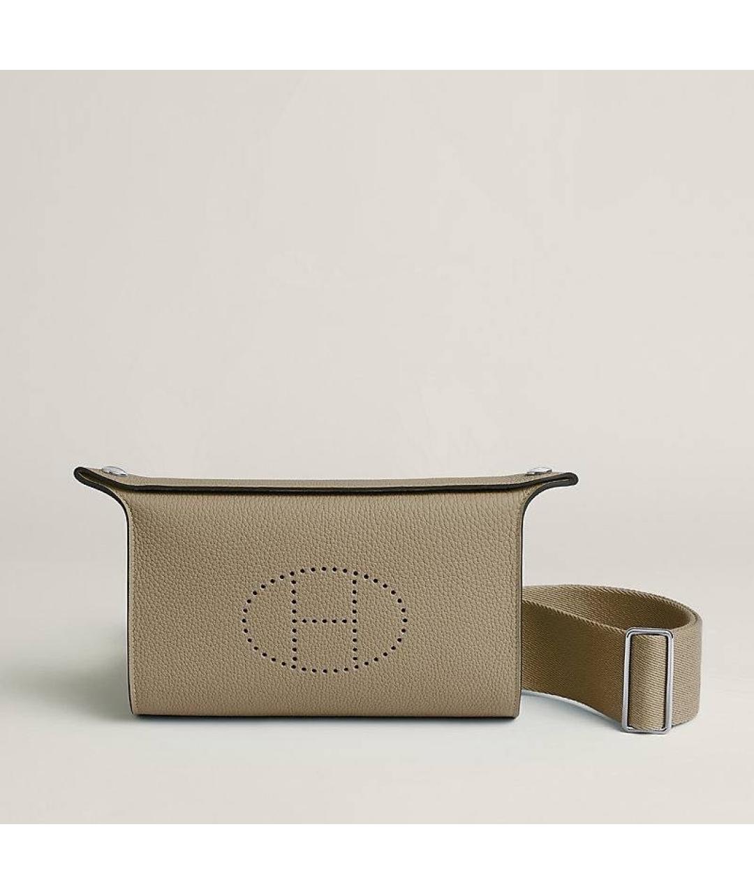 HERMES Бежевая кожаная сумка на плечо, фото 7