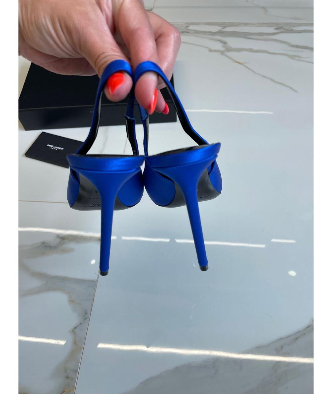 SAINT LAURENT Синие текстильные туфли, фото 4