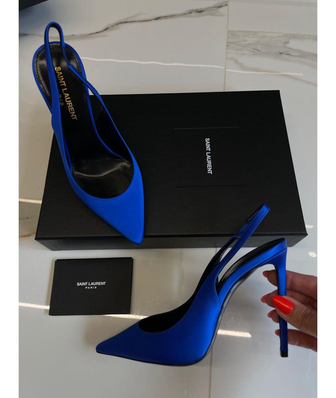 SAINT LAURENT Синие текстильные туфли, фото 3