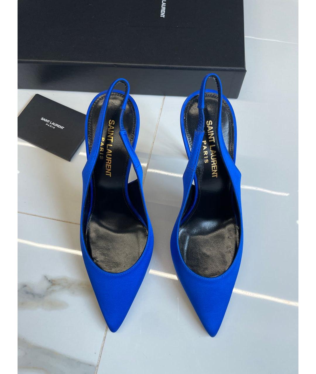 SAINT LAURENT Синие текстильные туфли, фото 2