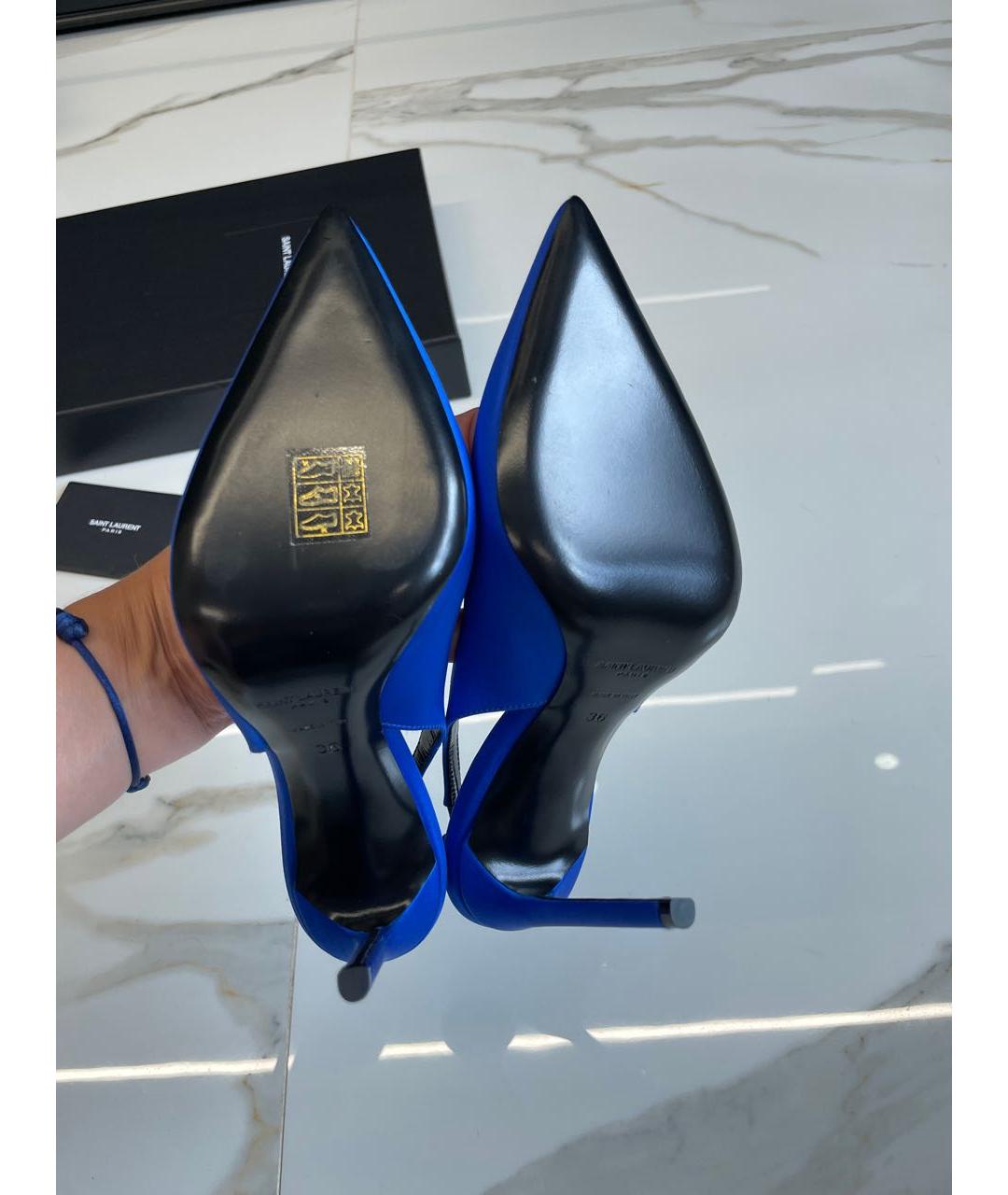 SAINT LAURENT Синие текстильные туфли, фото 5
