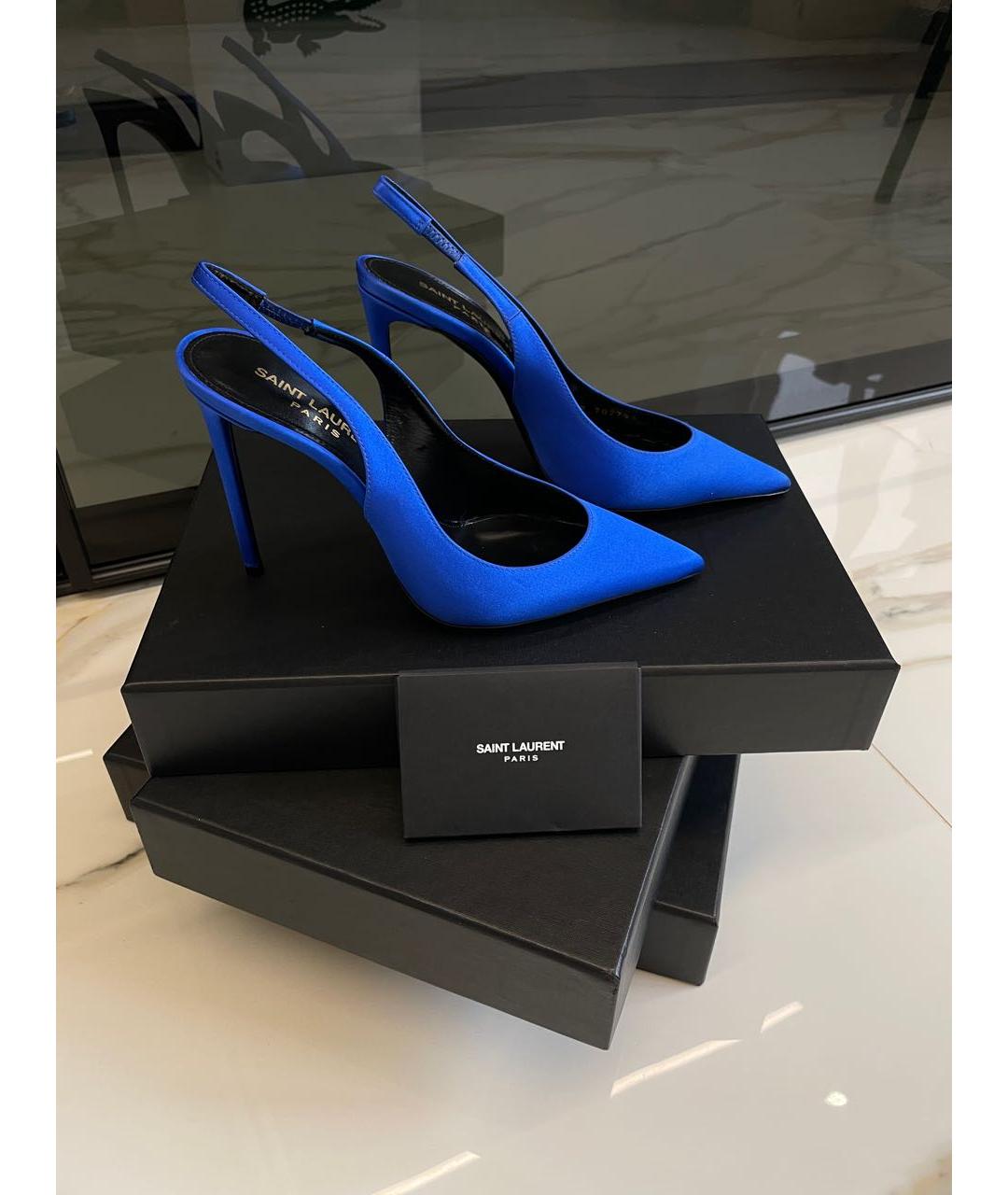 SAINT LAURENT Синие текстильные туфли, фото 7